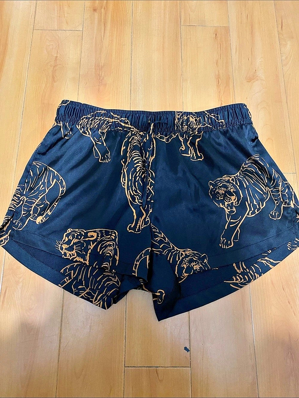 audrey Sleepwear Collection Tiger Print Sleep Shorts Blue & Orange Like New